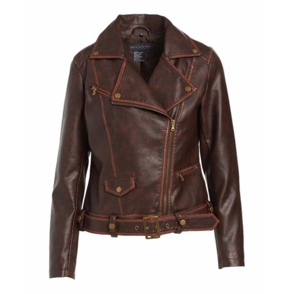 Live a Little Jackets & Blazers - Cognac Brown Faux Leather Jacket